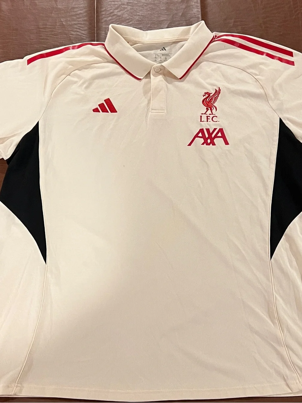 Adidas Liverpool FC Tiro 25 Competition Polo Shirt Cream JV6551 Mens Size 2XL